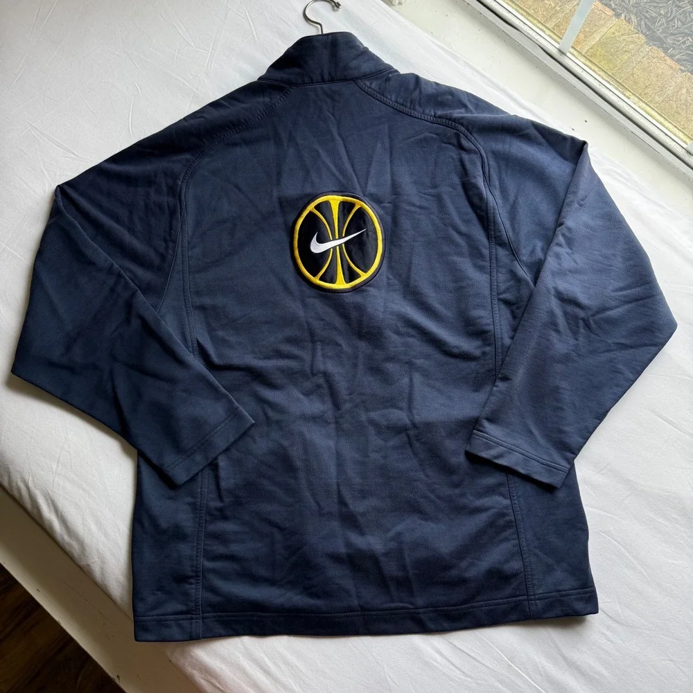 90s Nike Basketball Track Jacket Navy Blue Yellow Piping XL VTG Retro Throwback